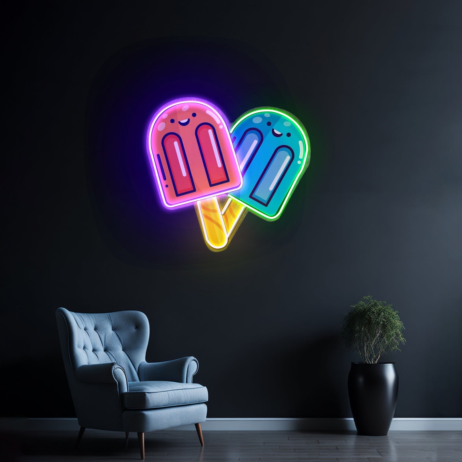 Two Popsicles Custom Led Signs Artwork For Sale - Shineneon
