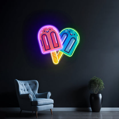 Two Popsicles Custom Led Signs Artwork For Sale - Shineneon