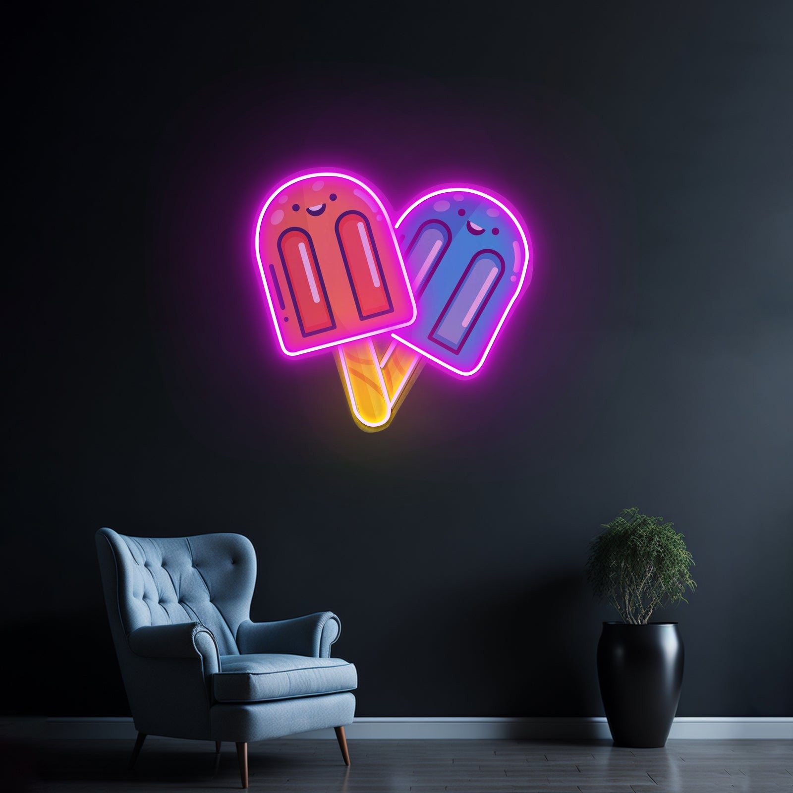 Two Popsicles Custom Led Signs Artwork For Sale