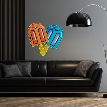 Two Popsicles Orange Blue Cartoon Led Neon Sign For Home Wall Decor | Shineneon