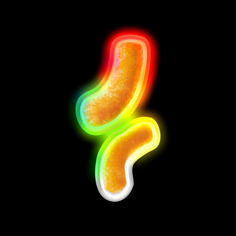 Two Puffy Cheetos Snack Food Led Neon Sign Rgb Color - LED neon sign close-up detail