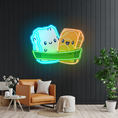 Two Sushi Neon Acrylic Artwork