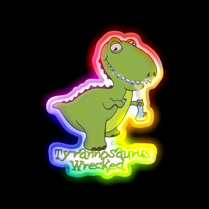 Tyrannosaurus Wrecked Hemp Inspired Green Leaf Led Neon Sign Rgb Color - LED neon sign close-up detail