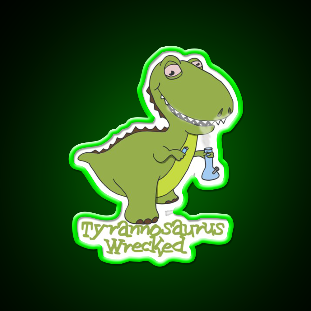 Tyrannosaurus Wrecked Hemp Inspired Green Leaf Led Neon Sign Rgb Color - LED neon sign view 8
