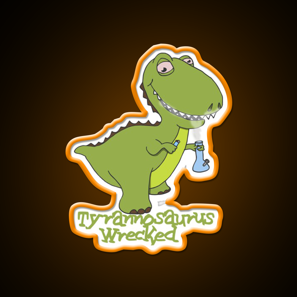 Tyrannosaurus Wrecked Hemp Inspired Green Leaf Led Neon Sign Rgb Color - LED neon sign view 6