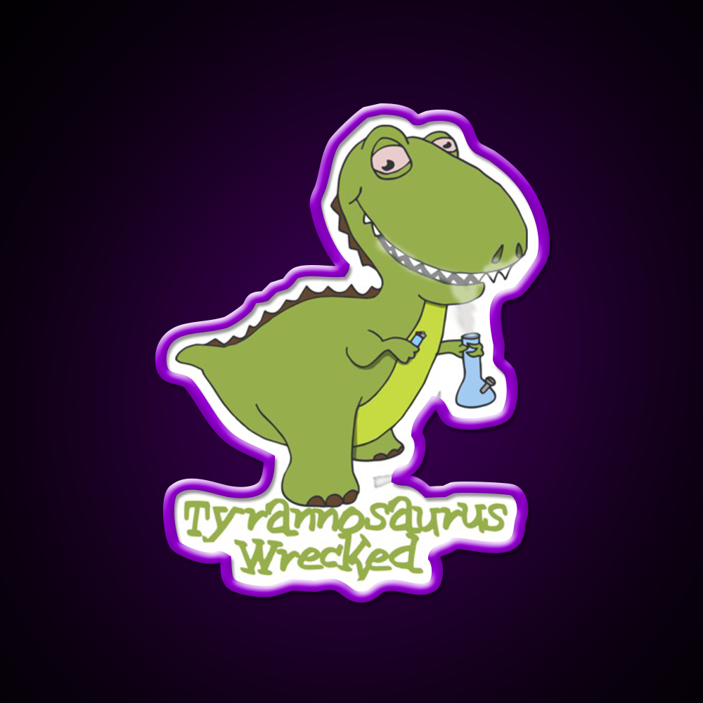Tyrannosaurus Wrecked Hemp Inspired Green Leaf Led Neon Sign Rgb Color - LED neon sign view 9