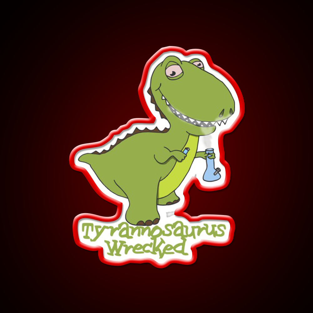 Tyrannosaurus Wrecked Hemp Inspired Green Leaf Led Neon Sign Rgb Color - LED neon sign view 10