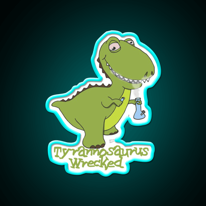 Tyrannosaurus Wrecked Hemp Inspired Green Leaf Led Neon Sign Rgb Color - Shineneon