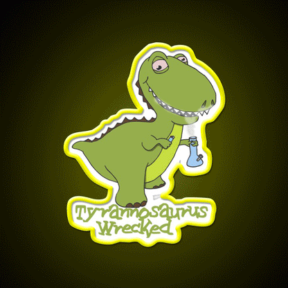 Tyrannosaurus Wrecked Hemp Inspired Green Leaf Led Neon Sign Rgb Color - Custom LED neon sign front view