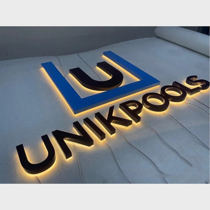 U Logo Unikpools 3D Backlit Channel Letters Led Light Sign - Shineneon
