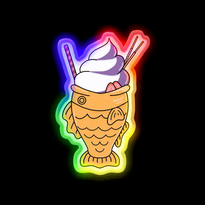 Ube Taiyaki Snack Food Led Neon Sign Rgb Color - LED neon sign close-up detail