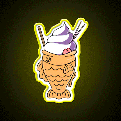 Ube Taiyaki Snack Food Led Neon Sign Rgb Color - Custom LED neon sign front view