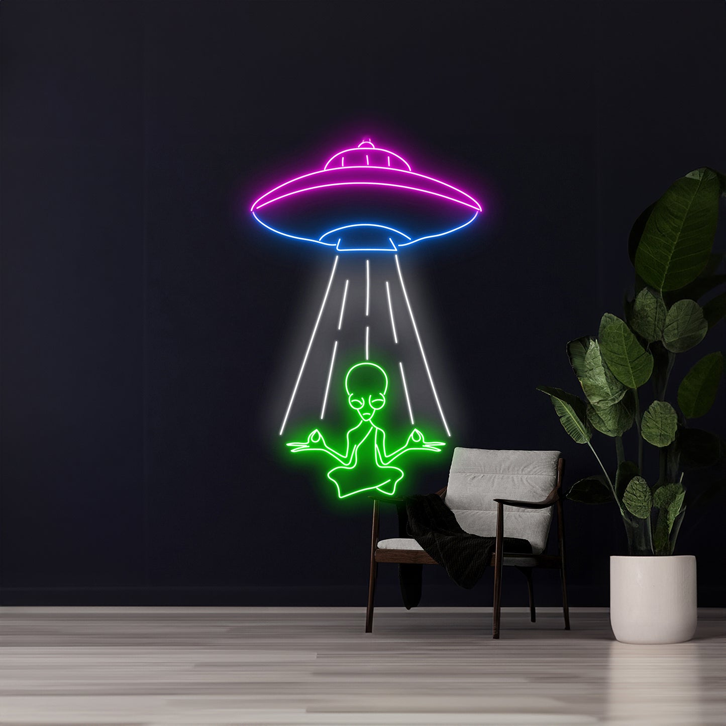 Ufo Abduction Alien Neon Sign