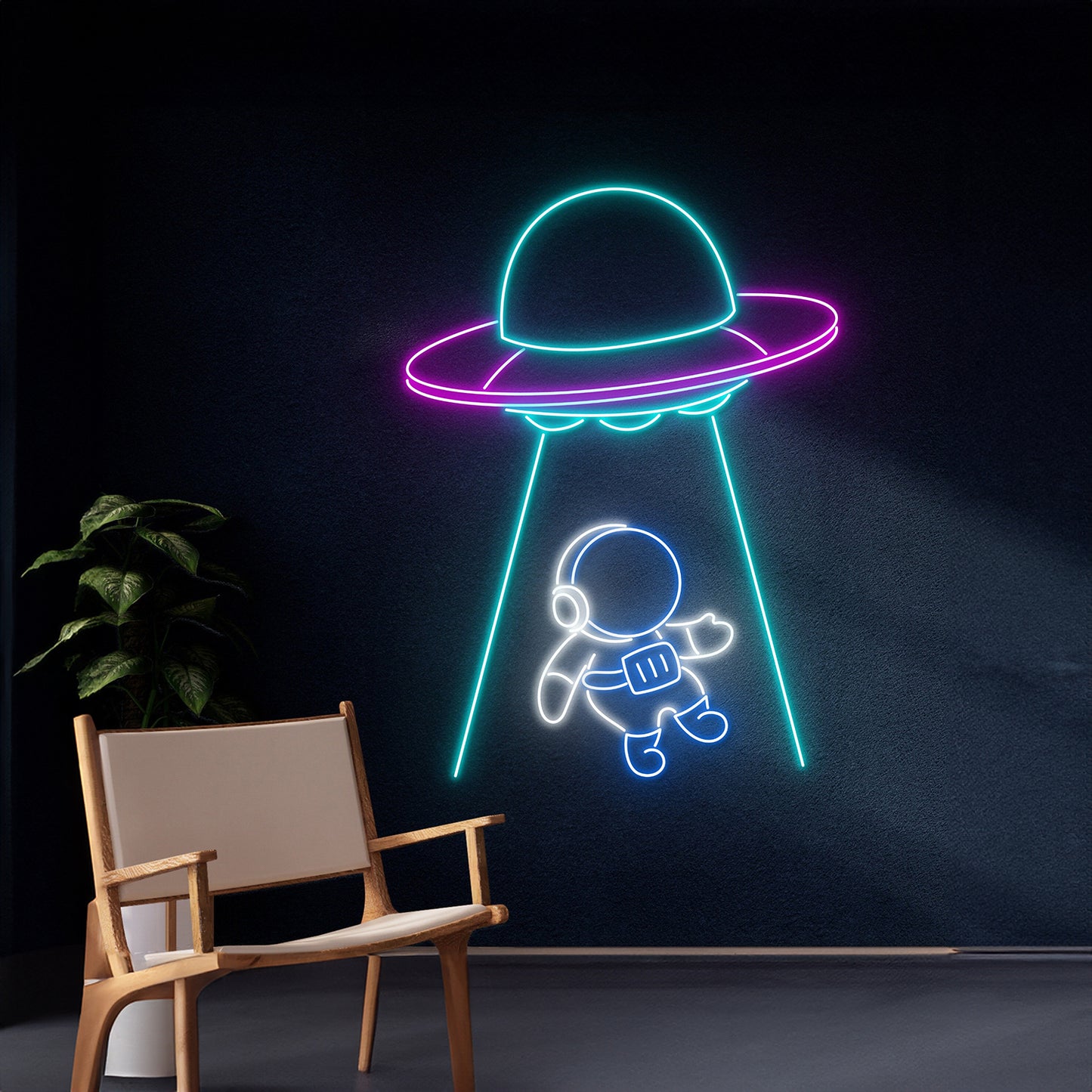 Ufo Abduction Astronaut Neon Sign Wall Decor