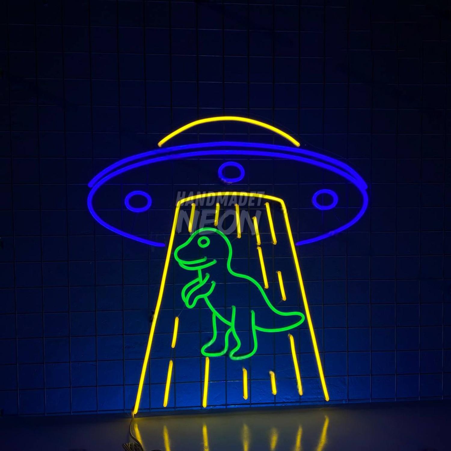 Ufo Abduction Dinosaur Led Neon Sign Nursery Room Wall Decor | Shineneon