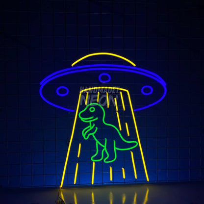 Ufo Abduction Dinosaur Led Neon Sign Nursery Room Wall Decor | Shineneon