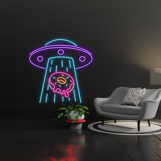 Ufo Abduction Donut Led Sign Wall Decor