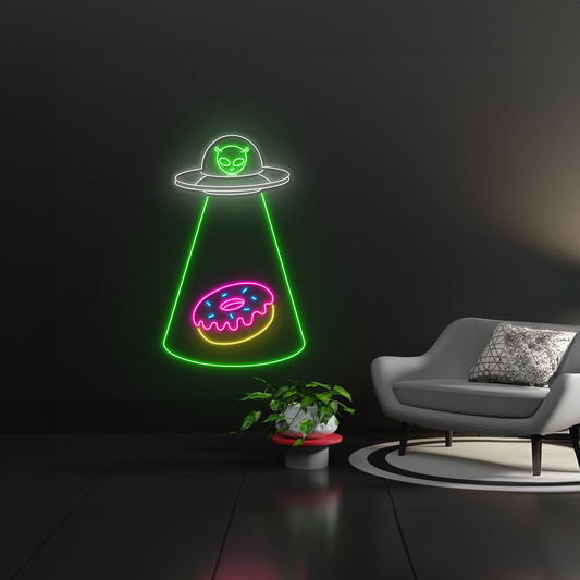 Ufo Abduction Donut Neon Led Sign