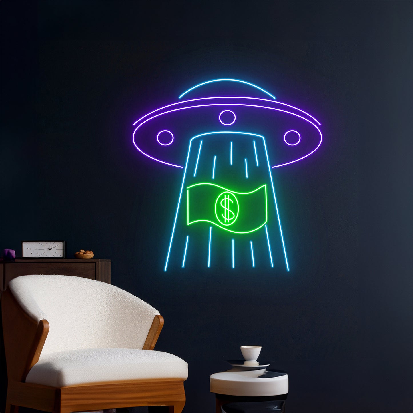 Ufo Abduction Money Led Sign