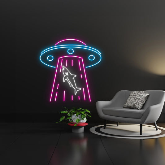 Ufo Abduction Shark Led Sign