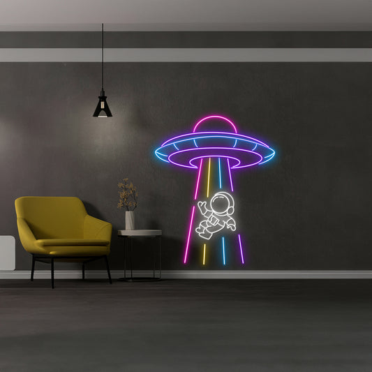 Ufo Astronaut Abduction Neon Sign Ufo Astronaut Led Sign