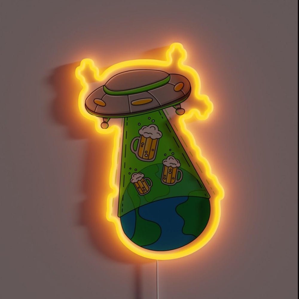 Ufo Beer World Abduction Rgb Led Neon Sign - Shineneon