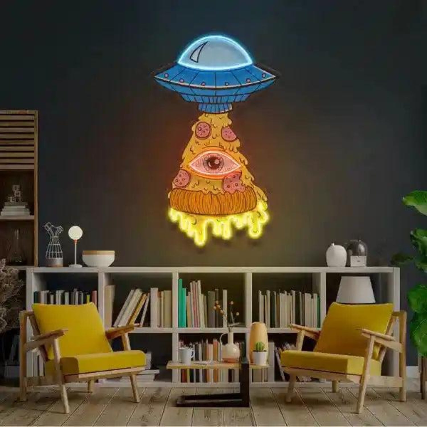 Ufo Halloween Tri-Color Eye Beam Led Neon Sign For Sci-Fi Room Decor | Shineneon