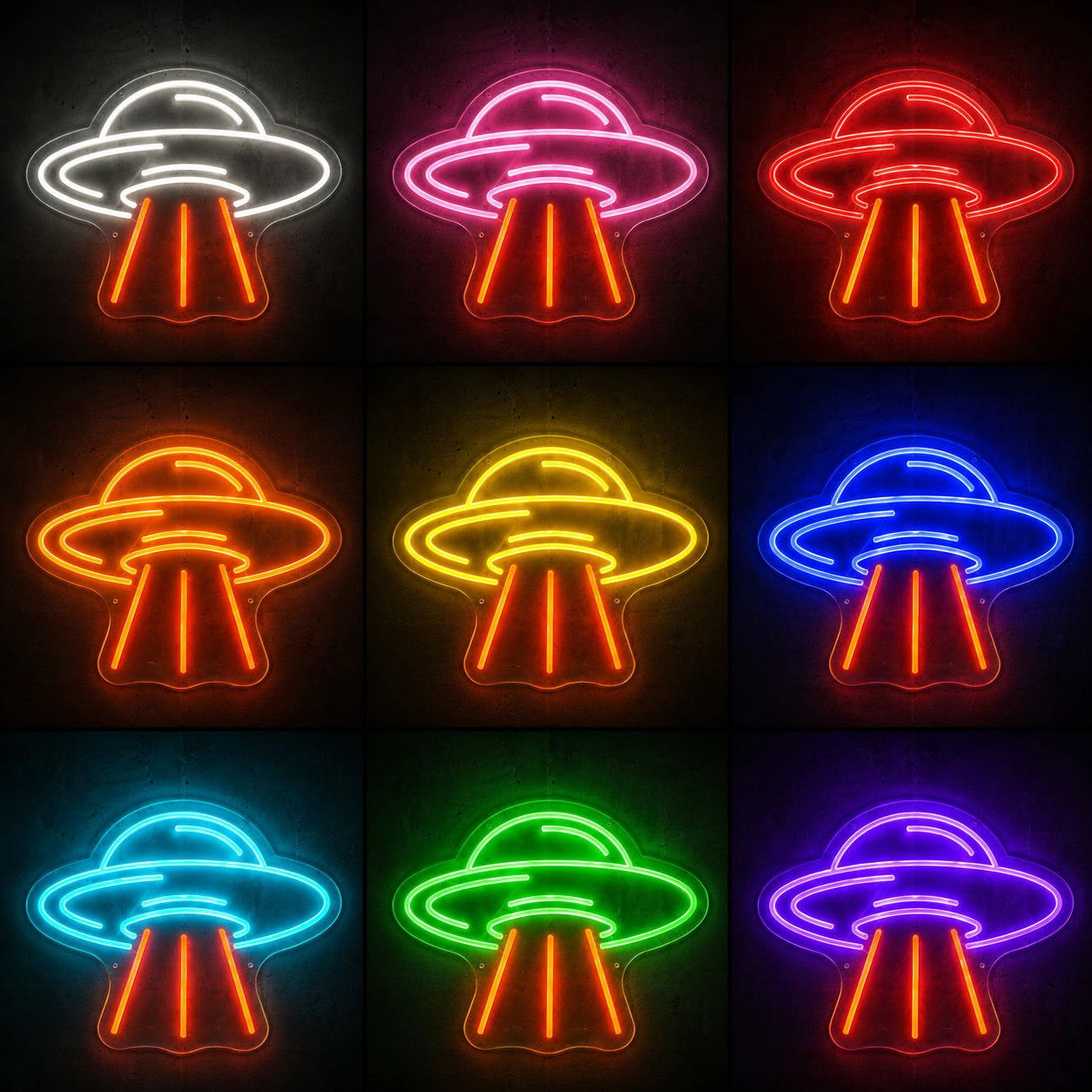 UFO Room Neon Sign LED Neon Sign color grid