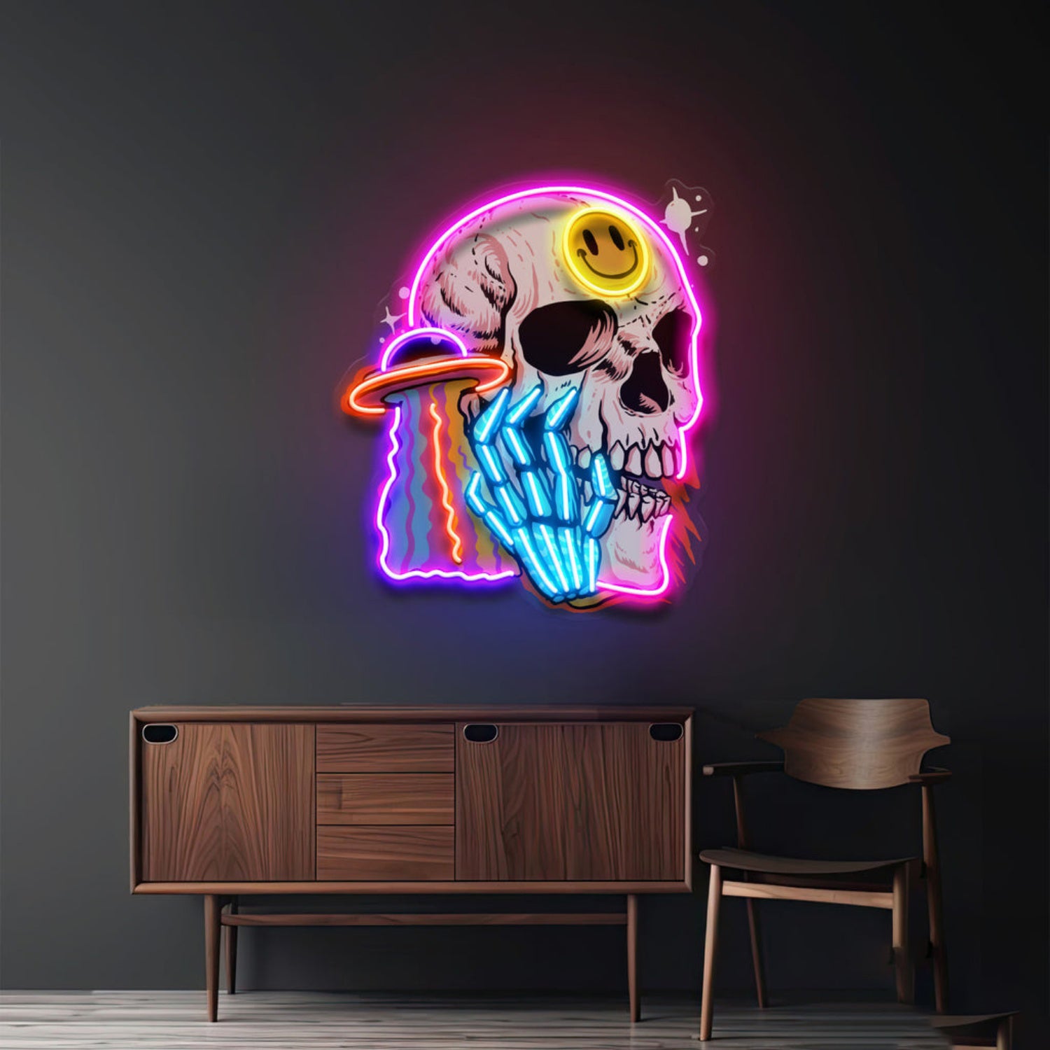 UFO Skull Vibe Acrylic Led Neon Sign | Shineneon