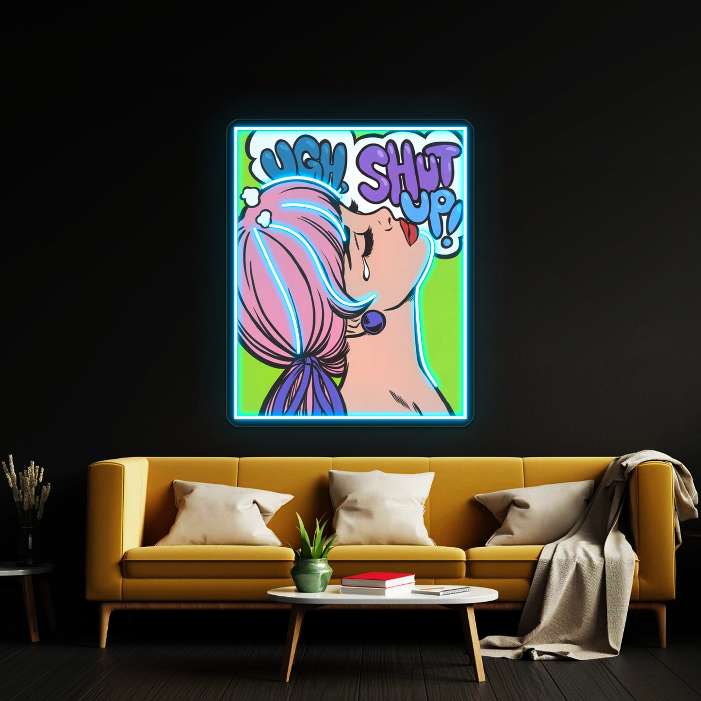 Ugh Shut Up Crying Comic Girl Artwork Personalized Neon Signs