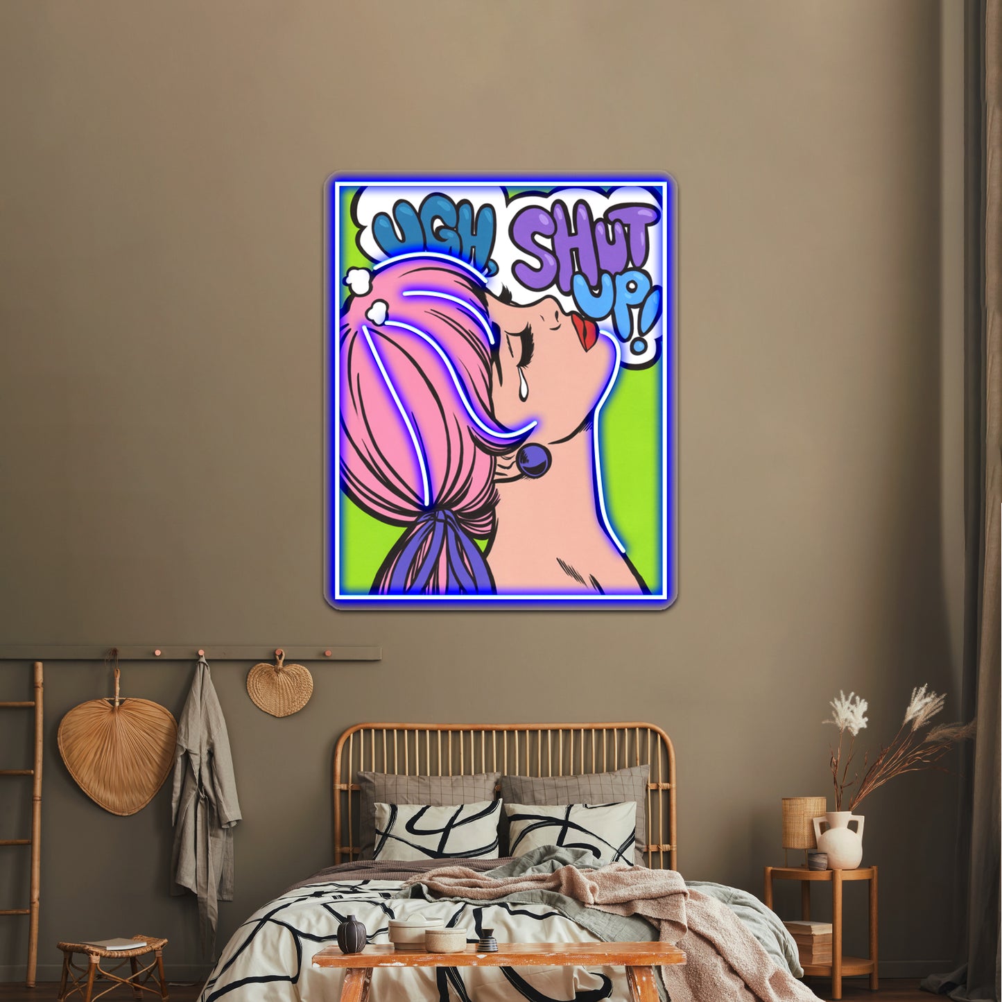 Ugh Shut Up Crying Comic Girl Artwork Personalized Neon Signs