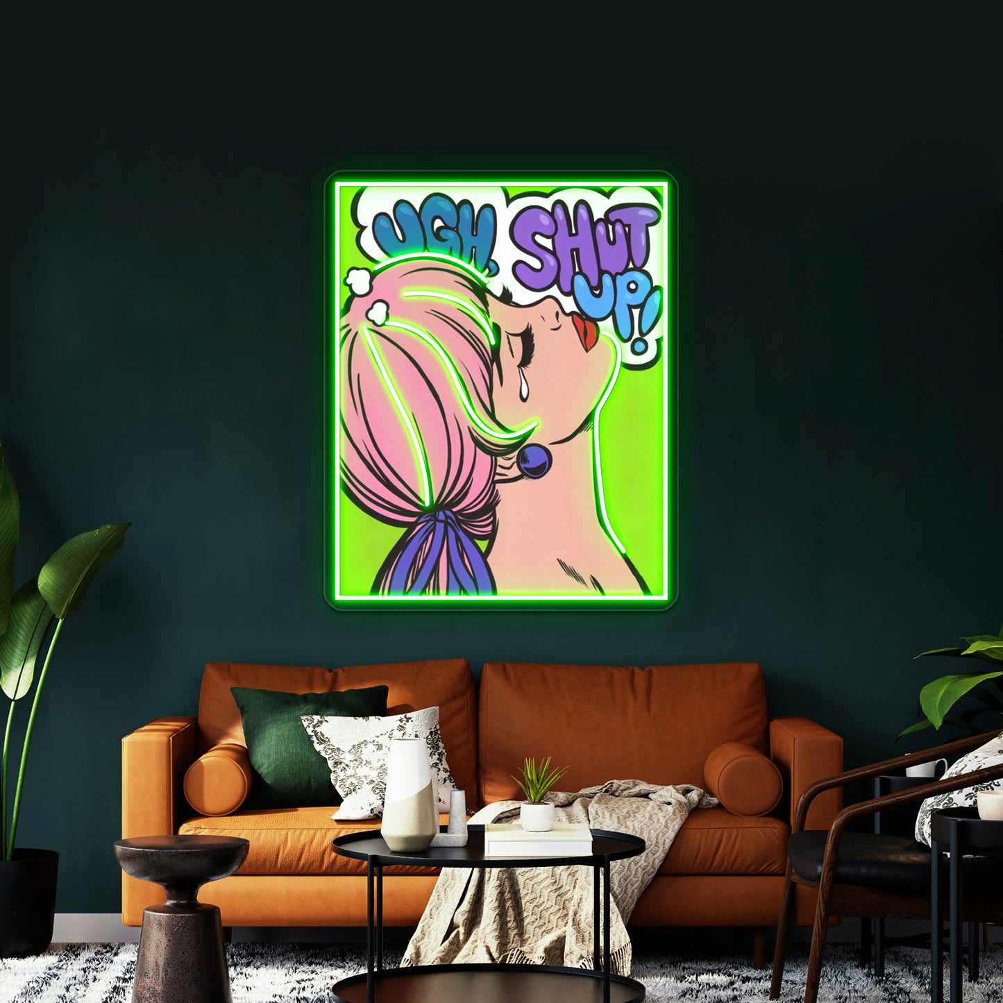 Ugh Shut Up Crying Comic Girl Artwork Personalized Neon Signs