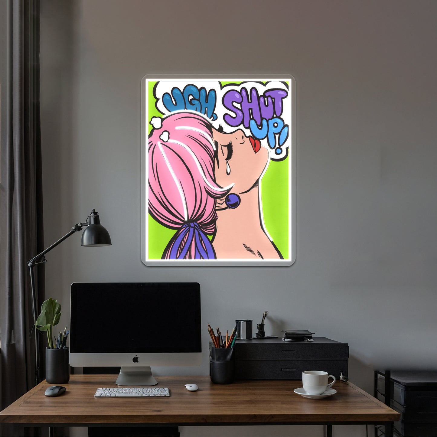 Ugh Shut Up Crying Comic Girl Artwork Personalized Neon Signs