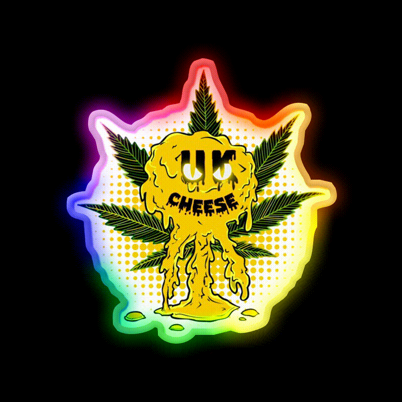 Uk Cheese Strain Amazing Art Hemp Inspired Green Leaf Led Neon Sign Rgb Color - LED neon sign close-up detail