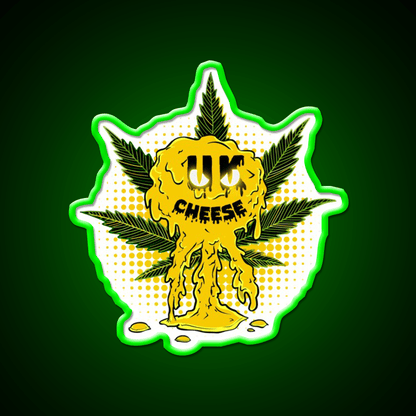 Uk Cheese Strain Amazing Art Hemp Inspired Green Leaf Led Neon Sign Rgb Color - Shineneon