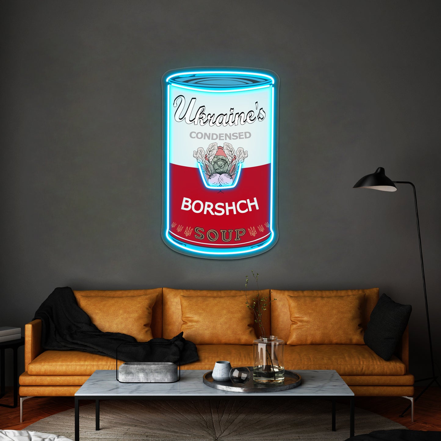 Ukraine Warhol Soups Borscht Pop Art On Black Wall Artwork Neon Signs