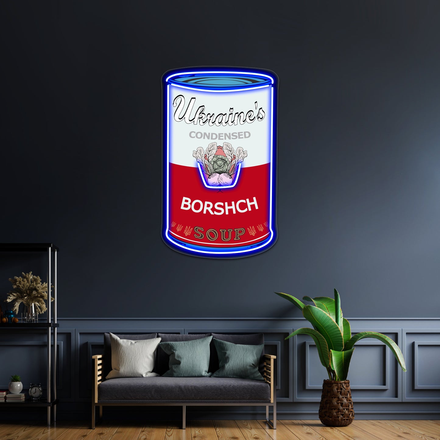 Ukraine Warhol Soups Borscht Pop Art On Black Wall Artwork Neon Signs