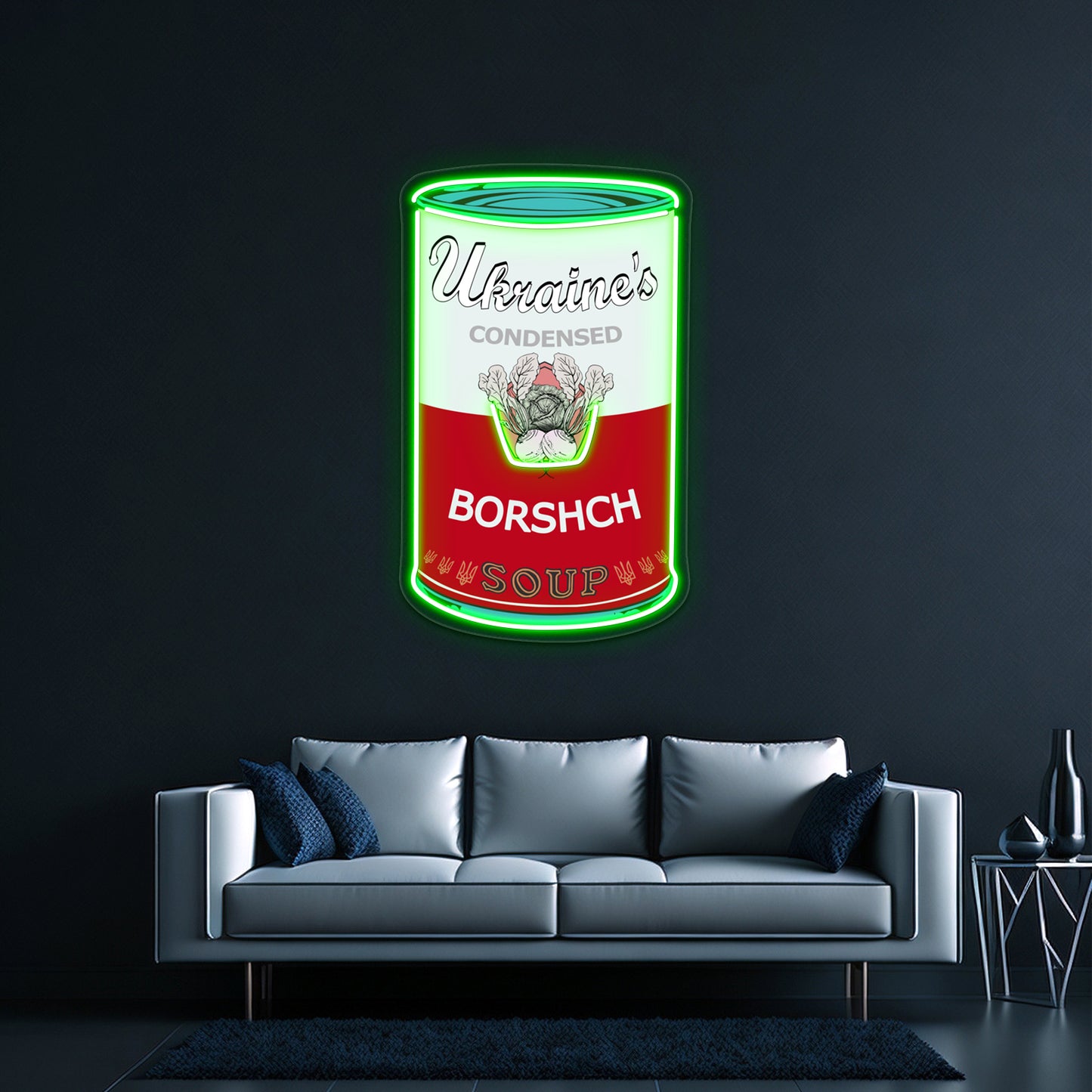 Ukraine Warhol Soups Borscht Pop Art On Black Wall Artwork Neon Signs