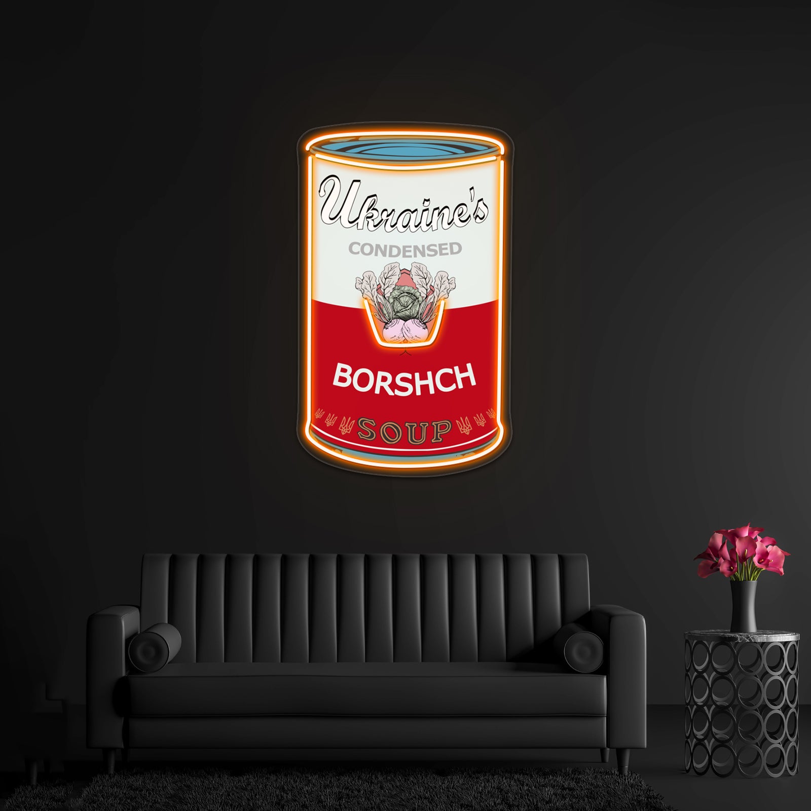 Ukraine Warhol Soups Borscht Pop Art On Black Wall Artwork Neon Signs | Shineneon