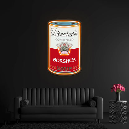 Ukraine Warhol Soups Borscht Pop Art On Black Wall Artwork Neon Signs