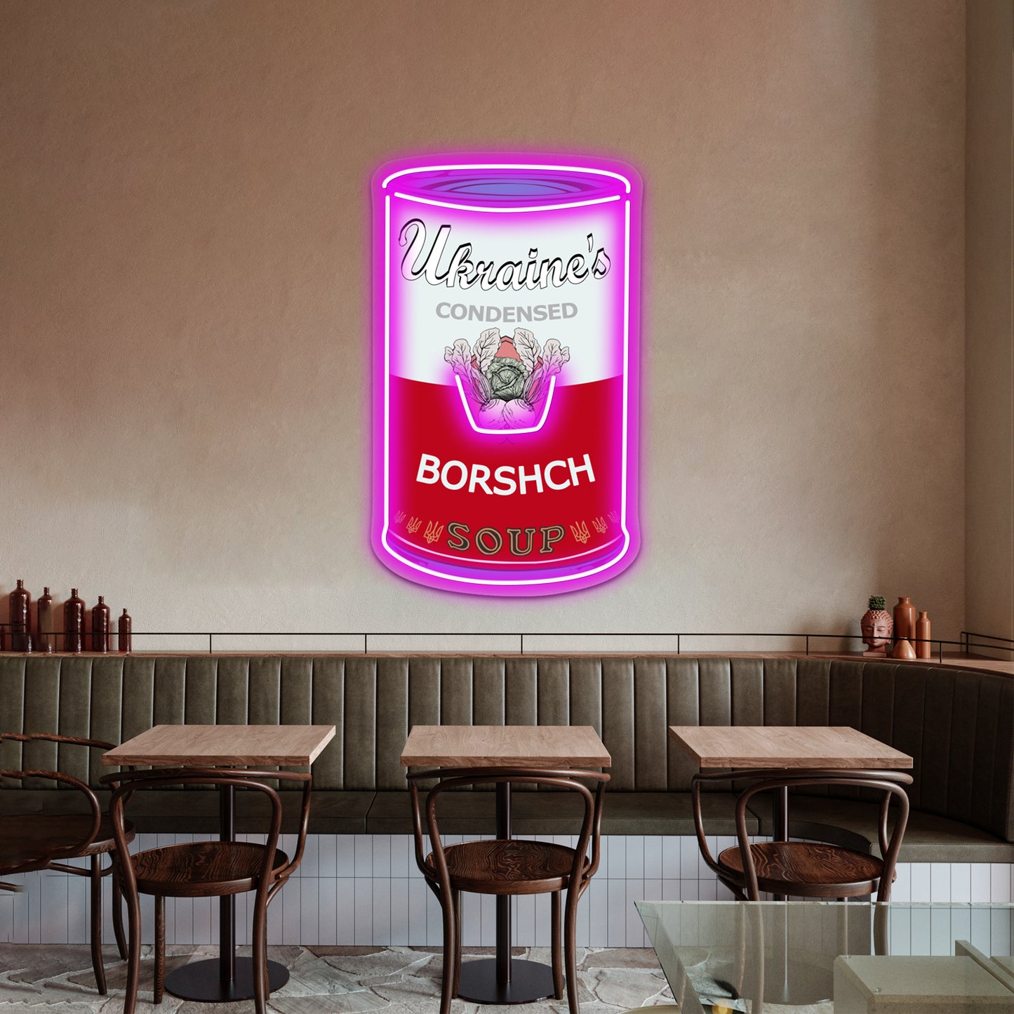 Ukraine Warhol Soups Borscht Pop Art On Black Wall Artwork Neon Signs