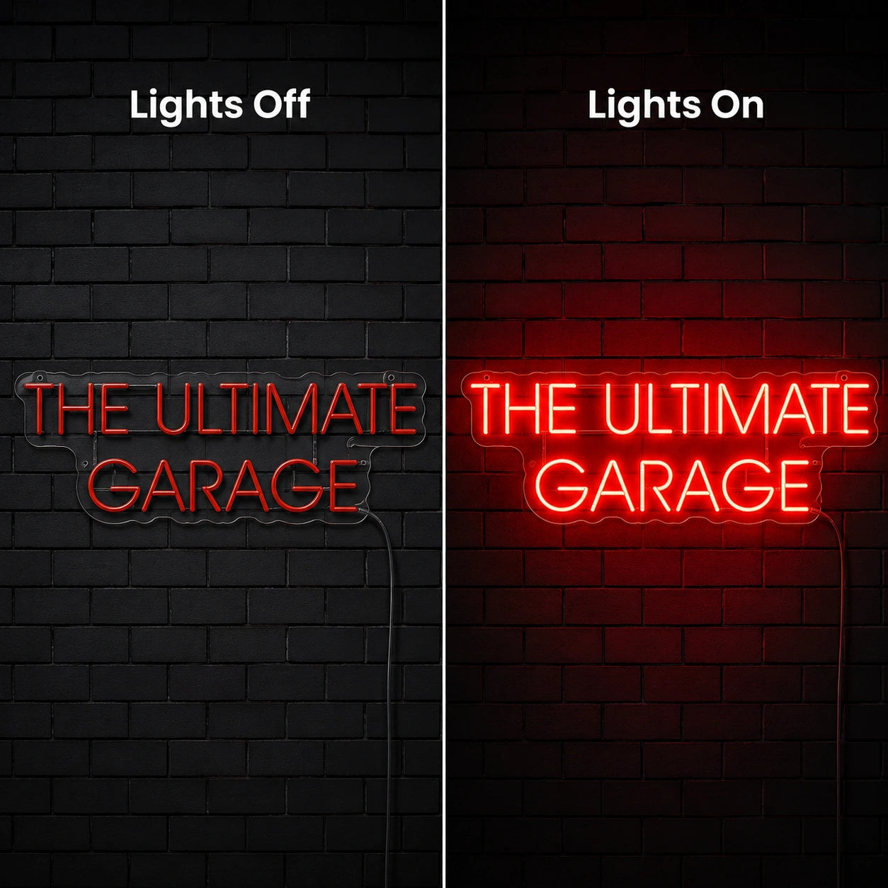Ultimate Garage Neon Sign LED Neon Sign day and night comparison