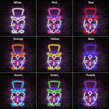 Uncle Sam USA LED Neon Sign day and night comparison