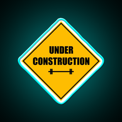 Under Construction Sign Barbell Gym Fitness Led Neon Sign Rgb Color