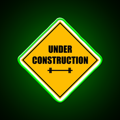 Under Construction Sign Barbell Gym Fitness Led Neon Sign Rgb Color