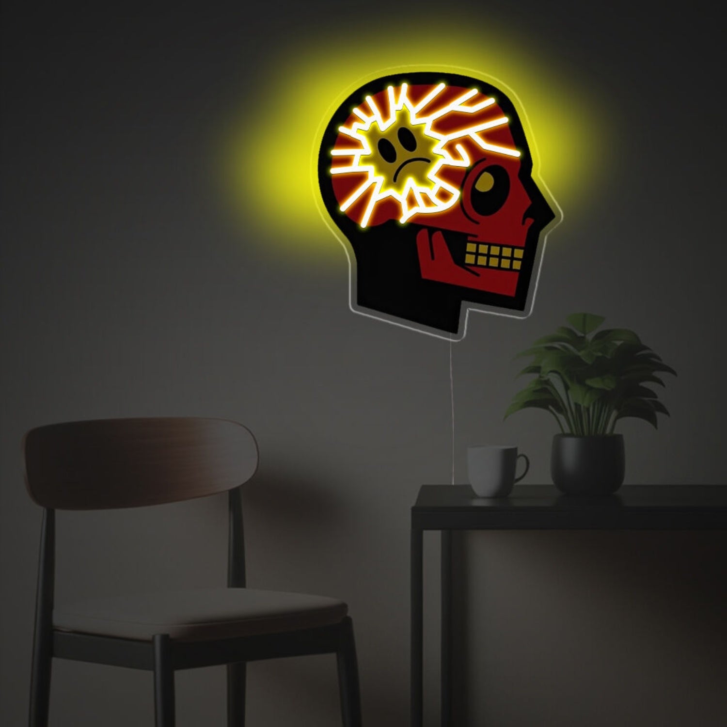 Unhappy Face In Man Mind Led Neon Acrylic Artwork | Shineneon