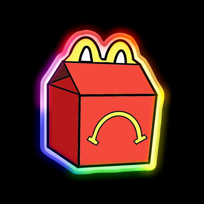 Unhappy Meal Box Fast Food Led Neon Sign For Burger Place Rgb Color - LED neon sign close-up detail
