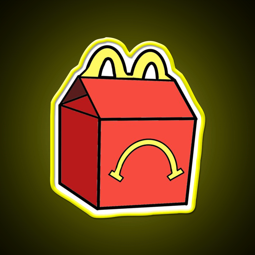 Unhappy Meal Box Fast Food Led Neon Sign For Burger Place Rgb Color - Custom LED neon sign front view