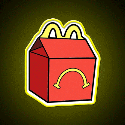 Unhappy Meal Box Fast Food Led Neon Sign For Burger Place Rgb Color - Custom LED neon sign front view