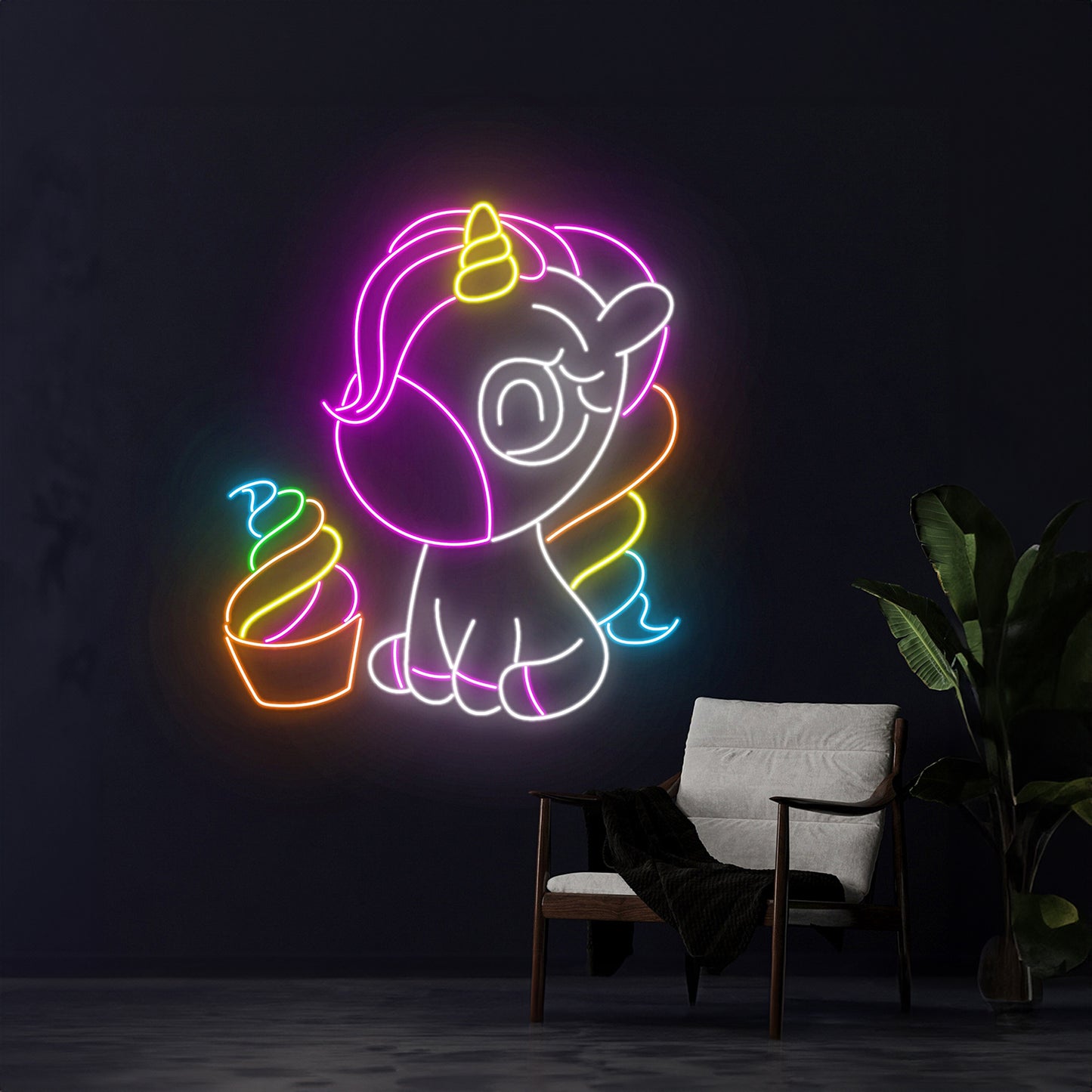 Unicorn Cupcake Neon Light